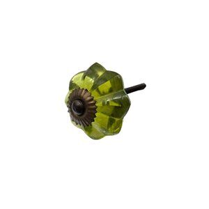 Vintage Green Glass Drawer‎ Knob With Antique Bronze Hardware